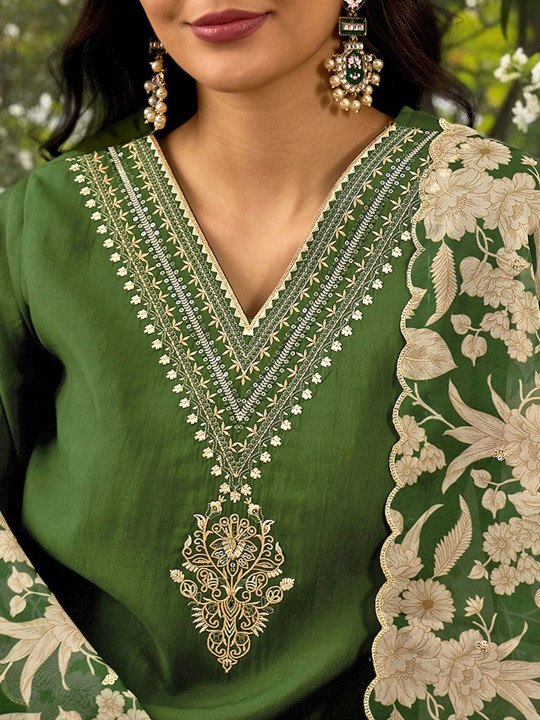 Variyali - Embroidered Viscose 3-Piece Suit Set