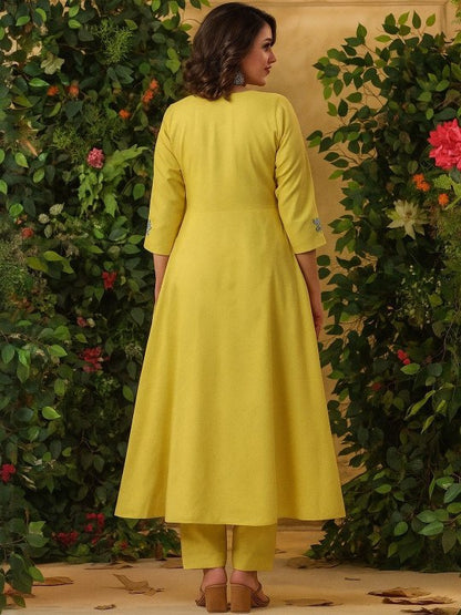 Yellow Pandadi Embroidered 3-Piece Suit Set