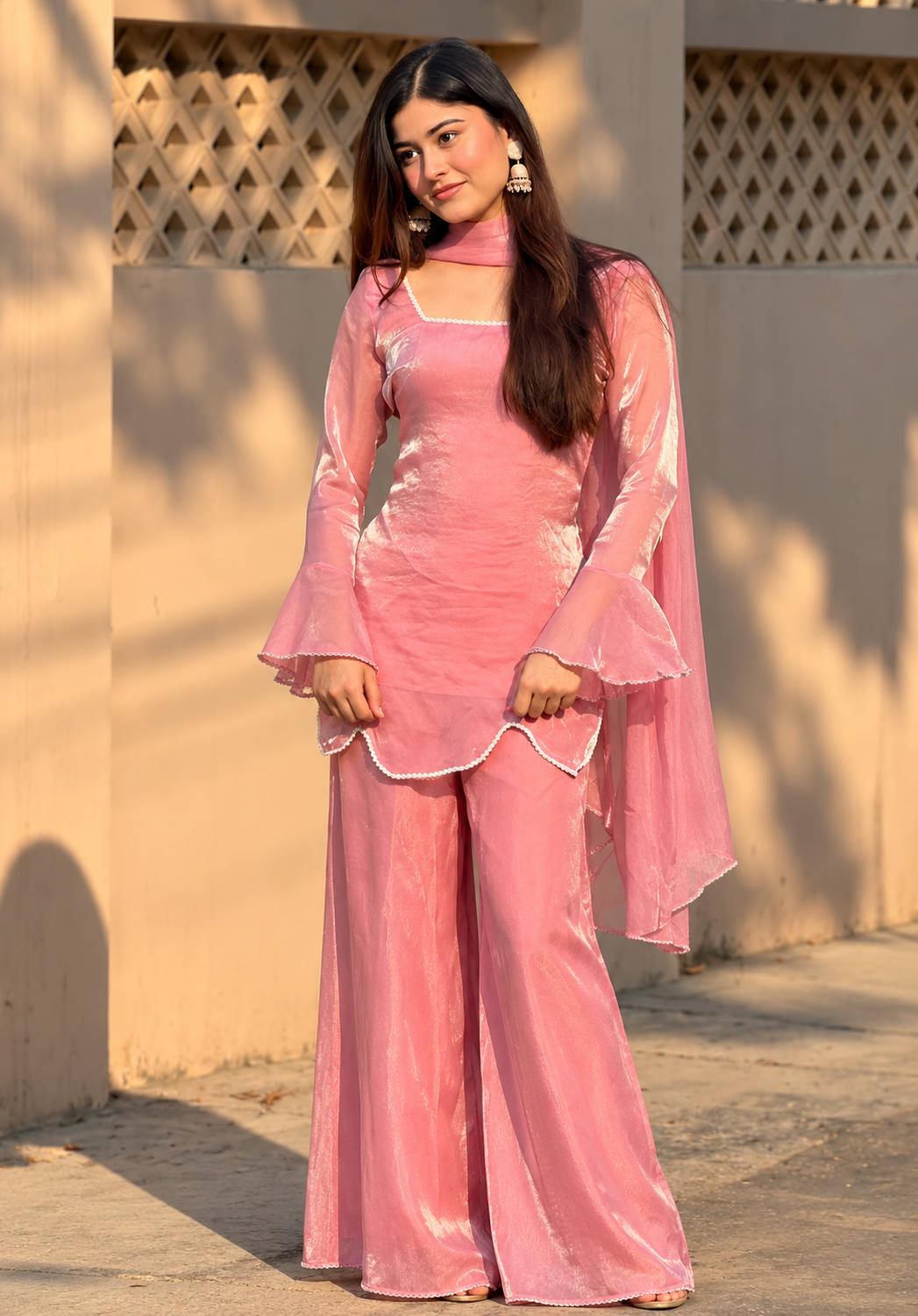 Blush Pink Festive Wear 3-Piece Kurta Set